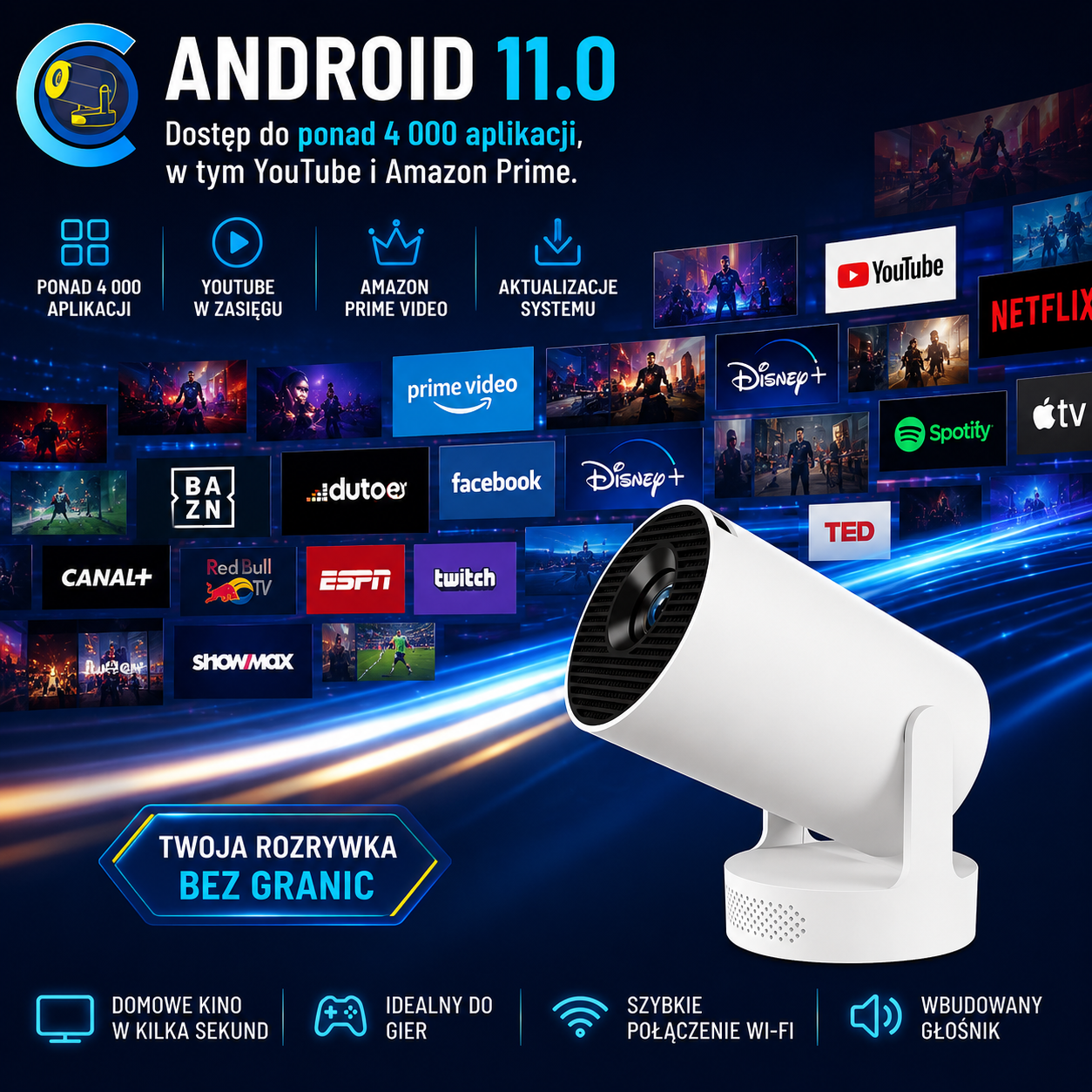 HY300 Ultra™ – Przenośny Projektor 720P | Kino w Twoim Domu